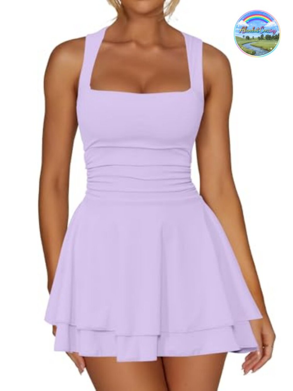Square Neck Ruffle Hem Bodycon Mini Dress Sleeveless Party
